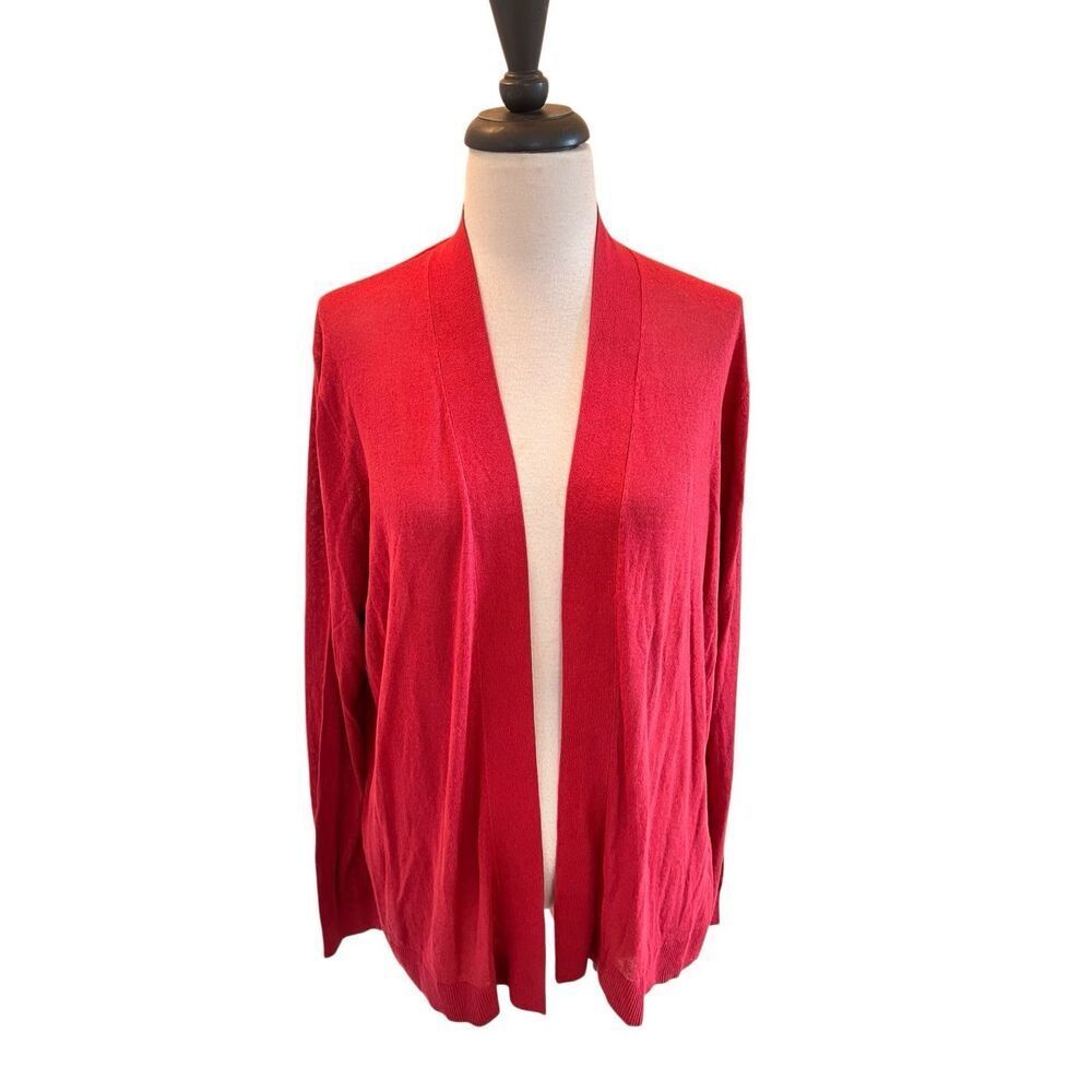 Ann Taylor Women's Open Front Relaxed Knit Cardigan Sweater Red XL Petite NWT